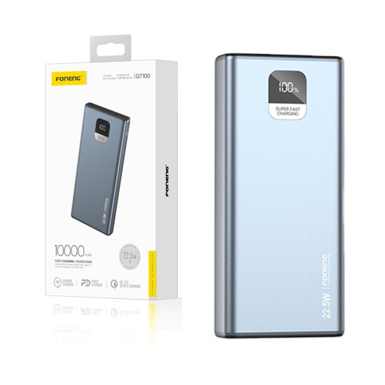 Foneng Power Bank GT100 with 3 Outputs 10000mAh 22.5W Metallic Gray Foneng Power Bank GT100 with 3 Outputs 10000mAh 22.5W Metallic Gray